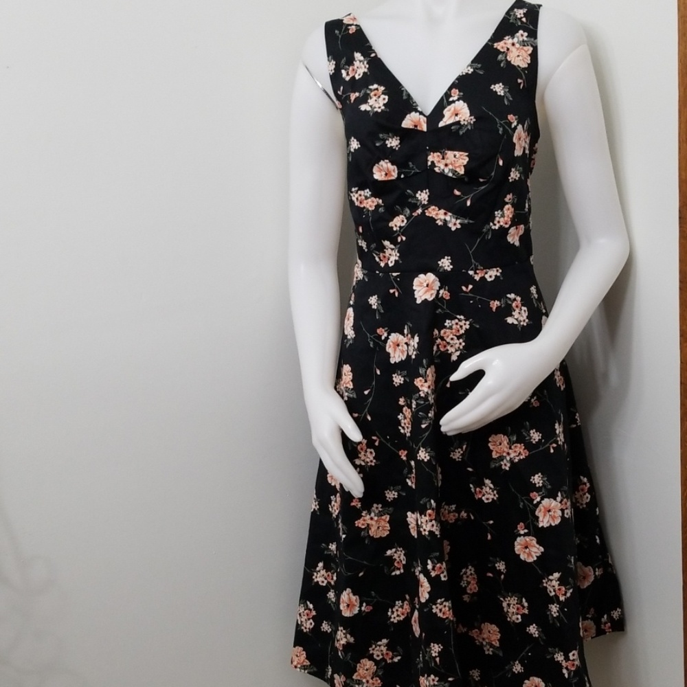 Torrid Black Floral Swing Dress